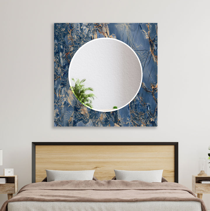 Navy Blue Ceramic Wall Mirror Living Room Mirror
