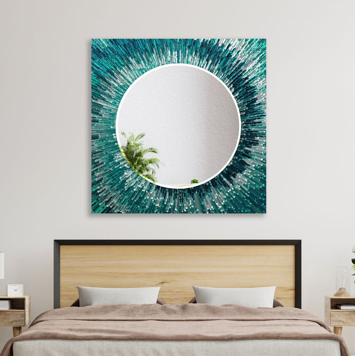 Turquoise Abstract Round Wall Mirror modern mirror
