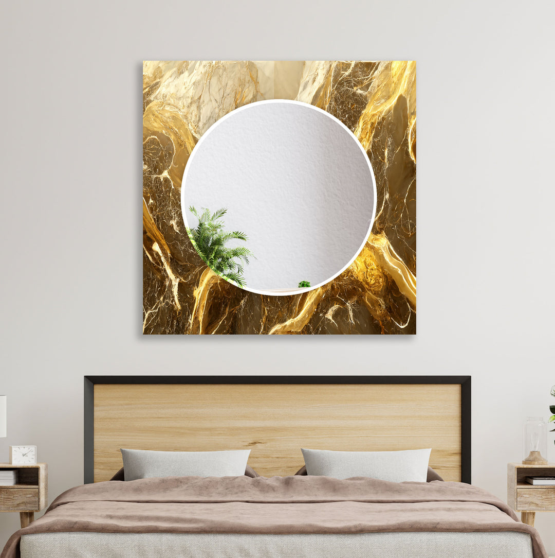 Vivid Golden Marble Wall Mirror Bathroom Wall Mirror
