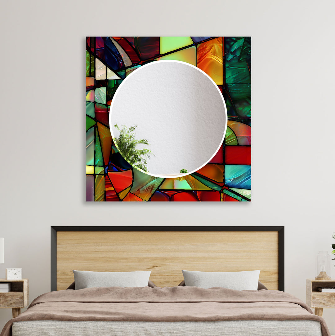 Stained Neon Oil Art Wall Mirror Bedroom Mirror
