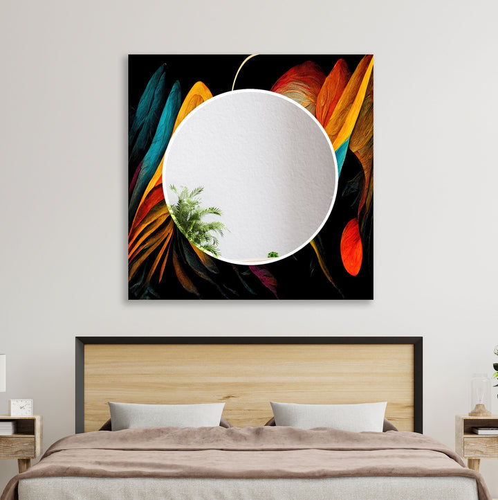 Orange Lines Abstract Wall Mirror Modern Mirror
