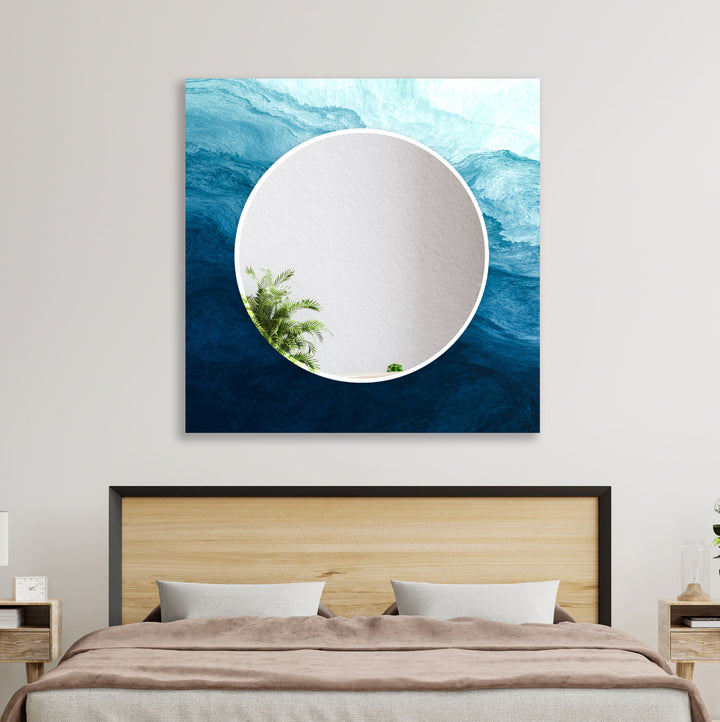 Dark and Light Blue Abstract Wall Mirror Round Mirror
