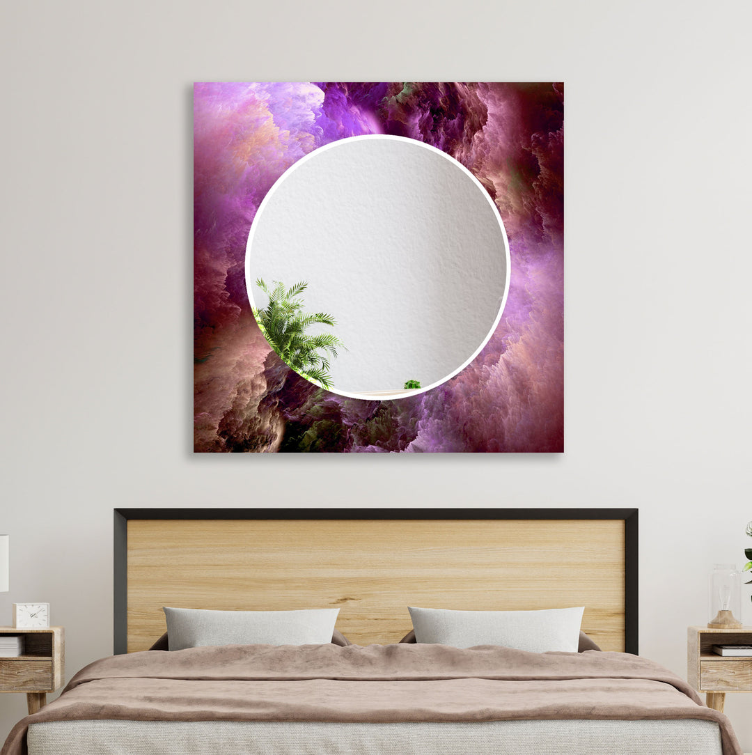 Purple Smoke View Wall Mirror Square Wall Mirror
