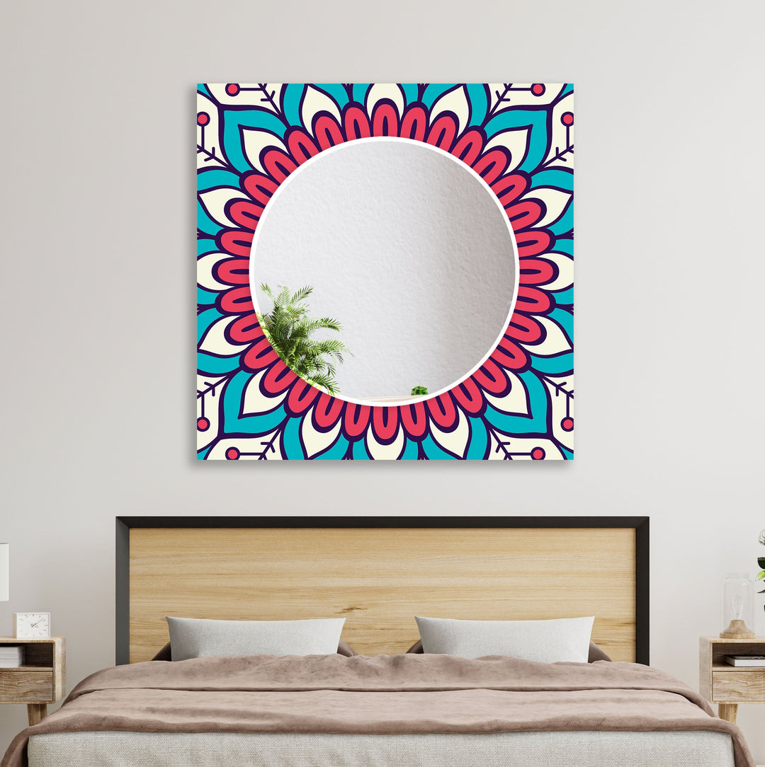 Pink & Blue Mandala Wall Mirror Abstract Wall Mirror
