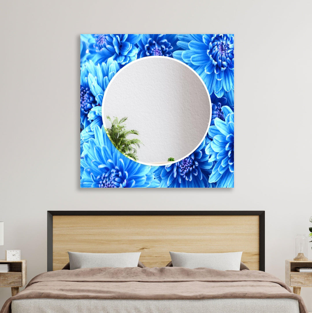 Big Blue Flowers Wall Mirror Small Mirror
