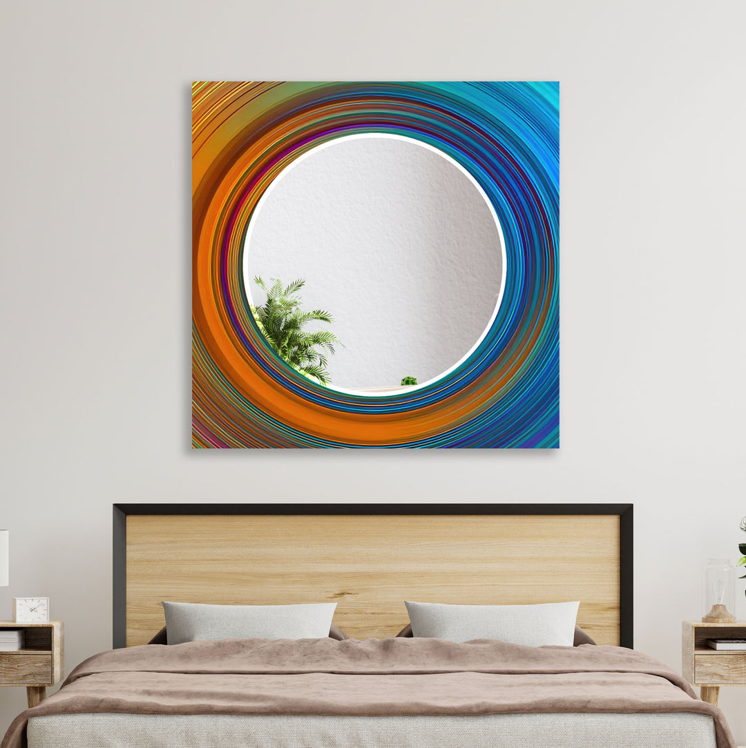 Orange & Blue Circles Abstract Wall Mirror Huge Wall Mirror
