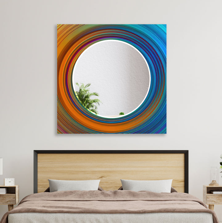 Orange & Blue Circles Abstract Wall Mirror Huge Wall Mirror
