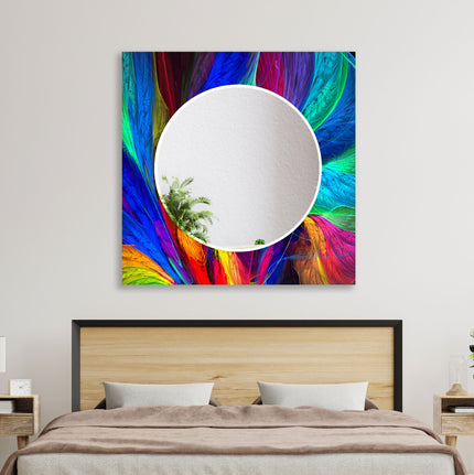 Abstract Tempered Glass Wall Mirror