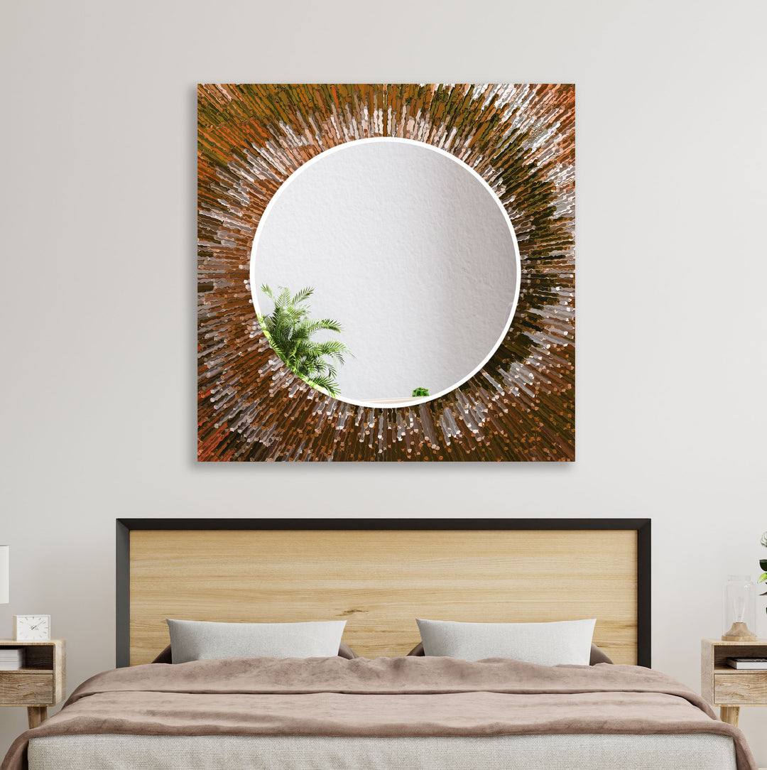 Orange & Brown Abstract Wall Mirror Green Mirror	
