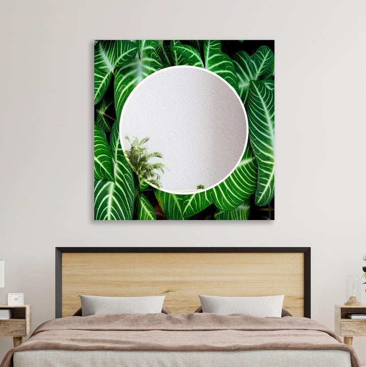 Stained Green Leafs Wall Mirror mirrors in black
