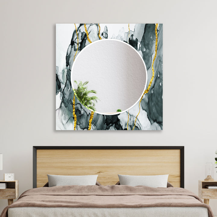 Golden Black Smoke Wall Mirror white framed mirror
