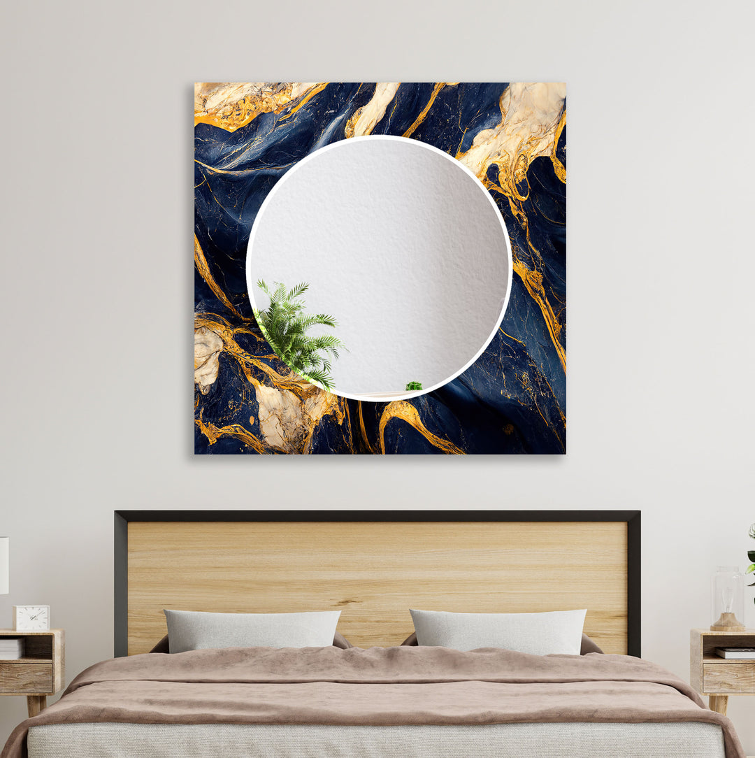 Dark Blue & Gold Wall Mirror Entryway Wall Mirror
