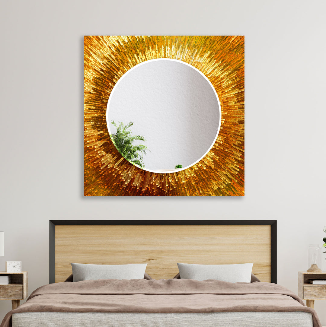 Bright Gold Abstract Wall Mirror Small Wall Mirror
