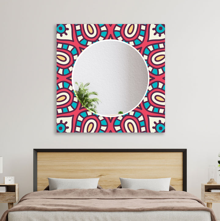 Pink Mandala Design Abstract Wall Mirror Blue Wall Mirror
