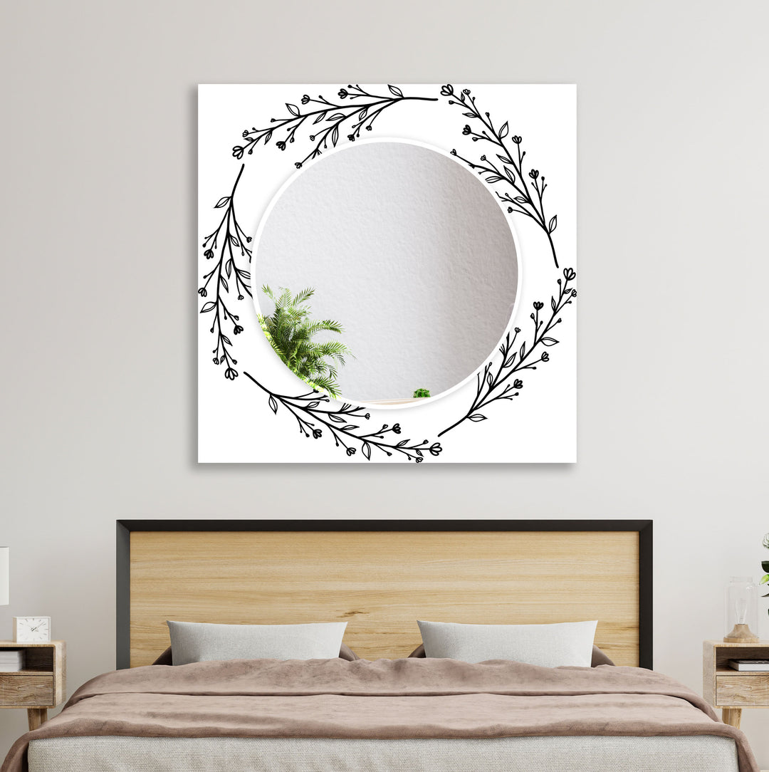 Cartoon Flower Branches Wall Mirror Bathroom Wall Mirror
