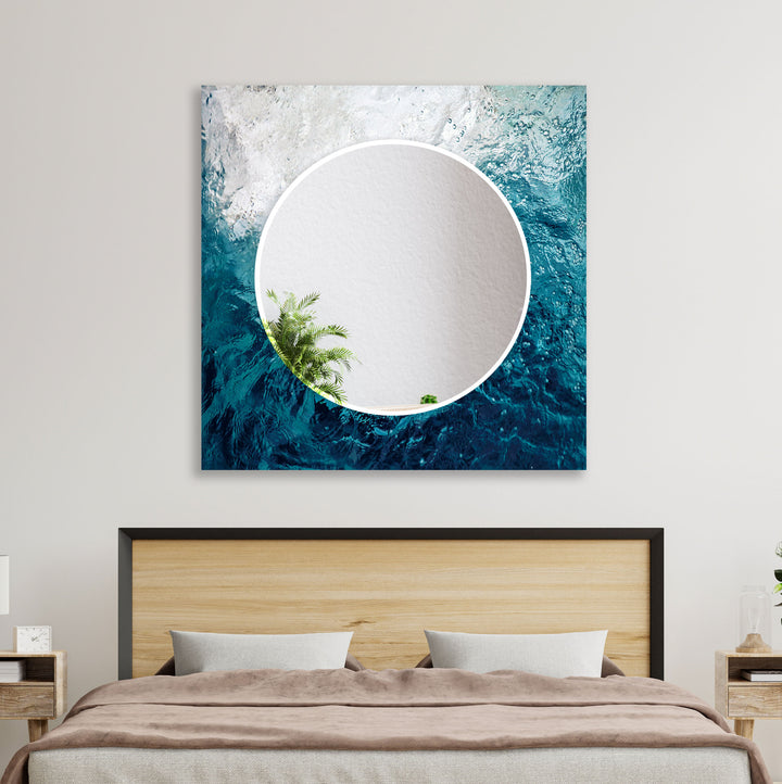 Blue Sea Waves Wall Mirror gold frame mirror
