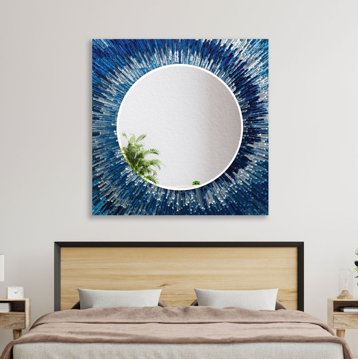 Blue Splash Round Wall Mirror Huge Wall Mirror
