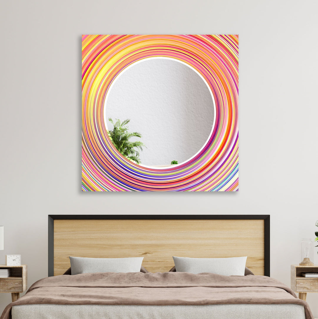 Orange Circle Round Wall Mirror Rectangle Mirror
