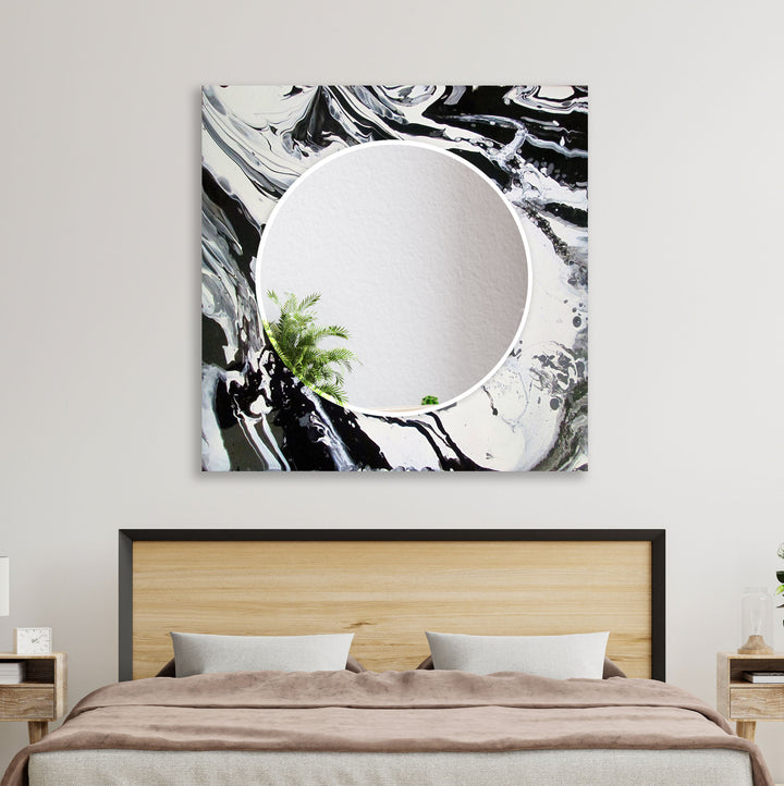 Modern Black & White Marble Wall Mirror Gold Wall Mirror
