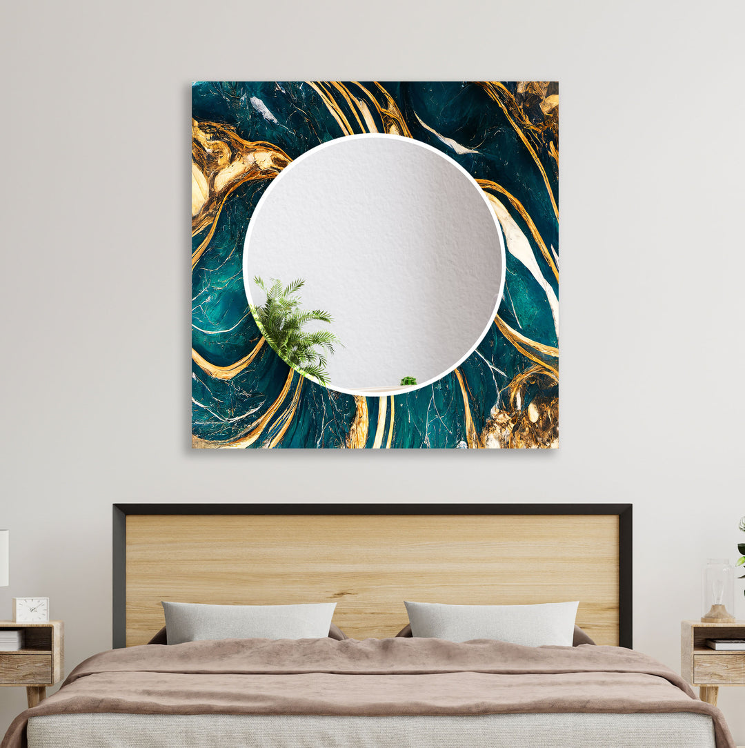 Dark Green & Gold Wall Mirror white framed mirror
