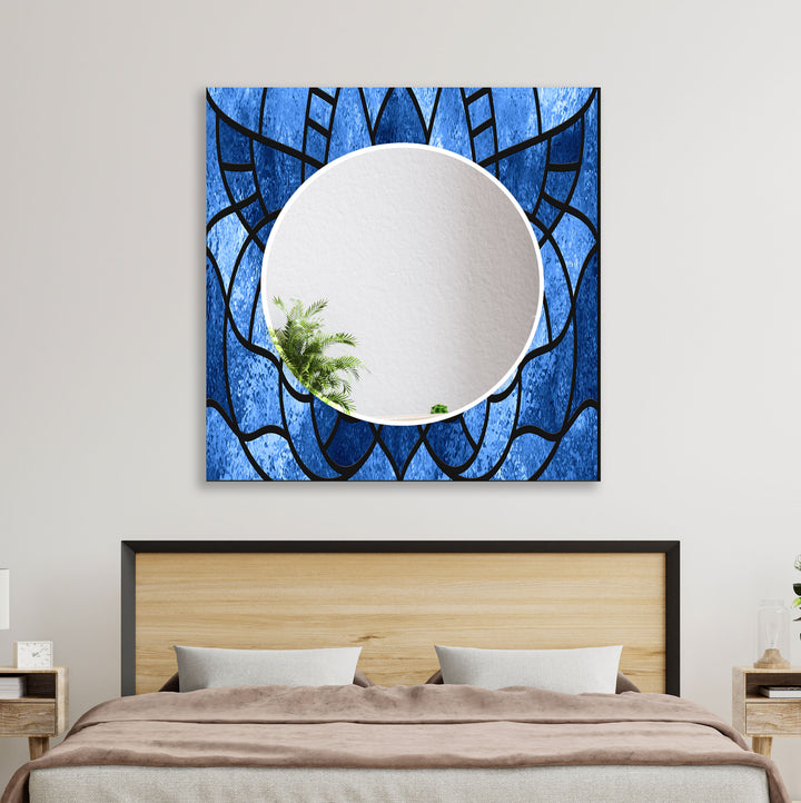 Navy Blue Stained Wall Mirrors Rectangle Wall Mirror
