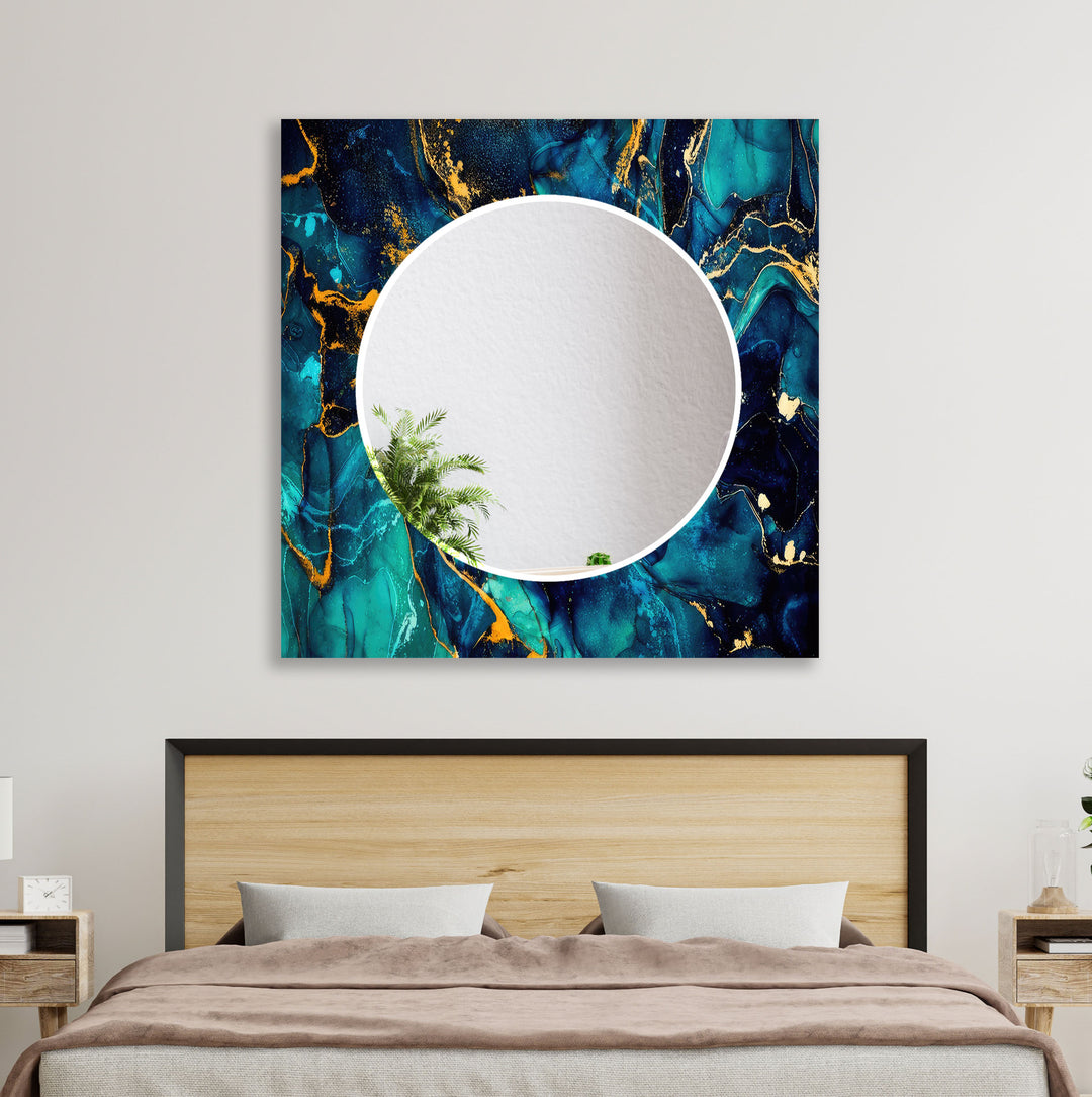 Turquoise Gold Marble Wall Mirror Living Room Mirror
