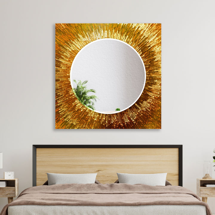 Orange Splash Round Wall Mirror Decorative Mirror
