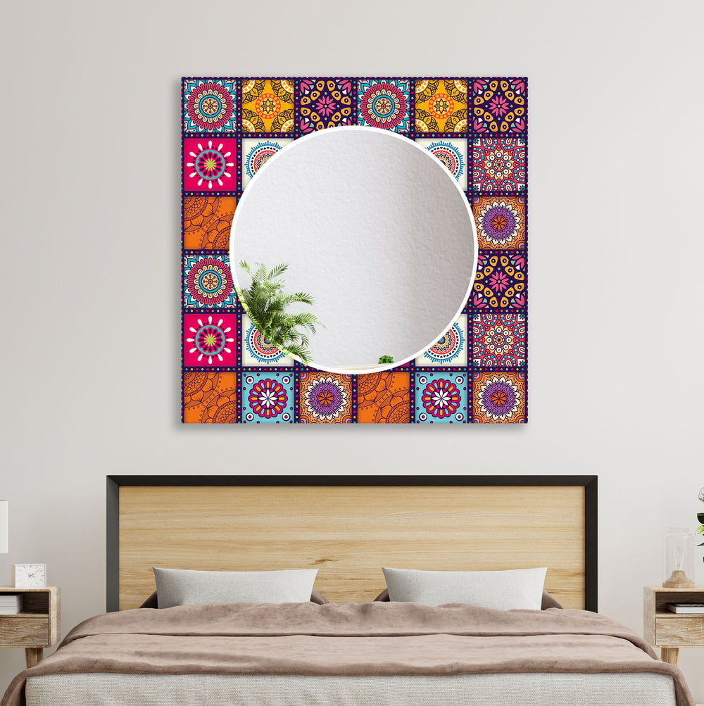 Mandala Red & Orange Wall Mirrors Green Mirror	
