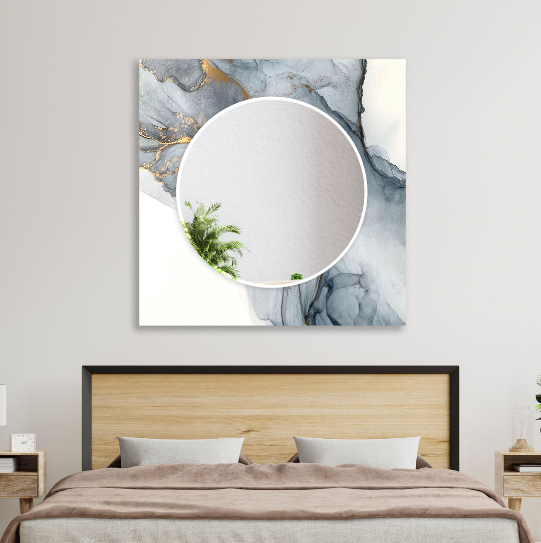 Gray and White Marble Wall Mirror Small Wall Mirror
