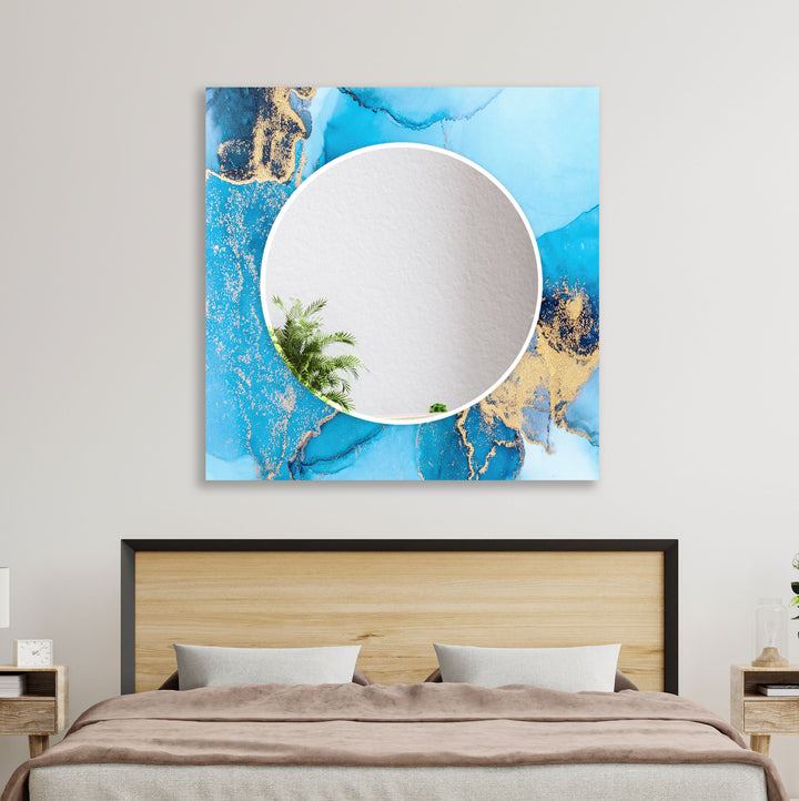 Light Blue & Gold Wall Mirror large wall mirror
