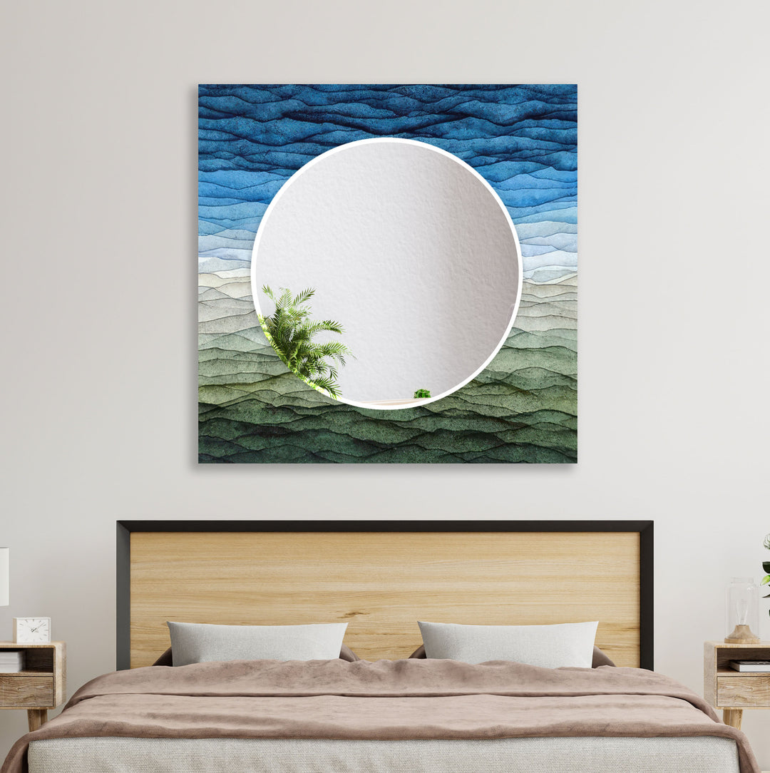 Blue & Green Waves Wall Mirror lighted mirror
