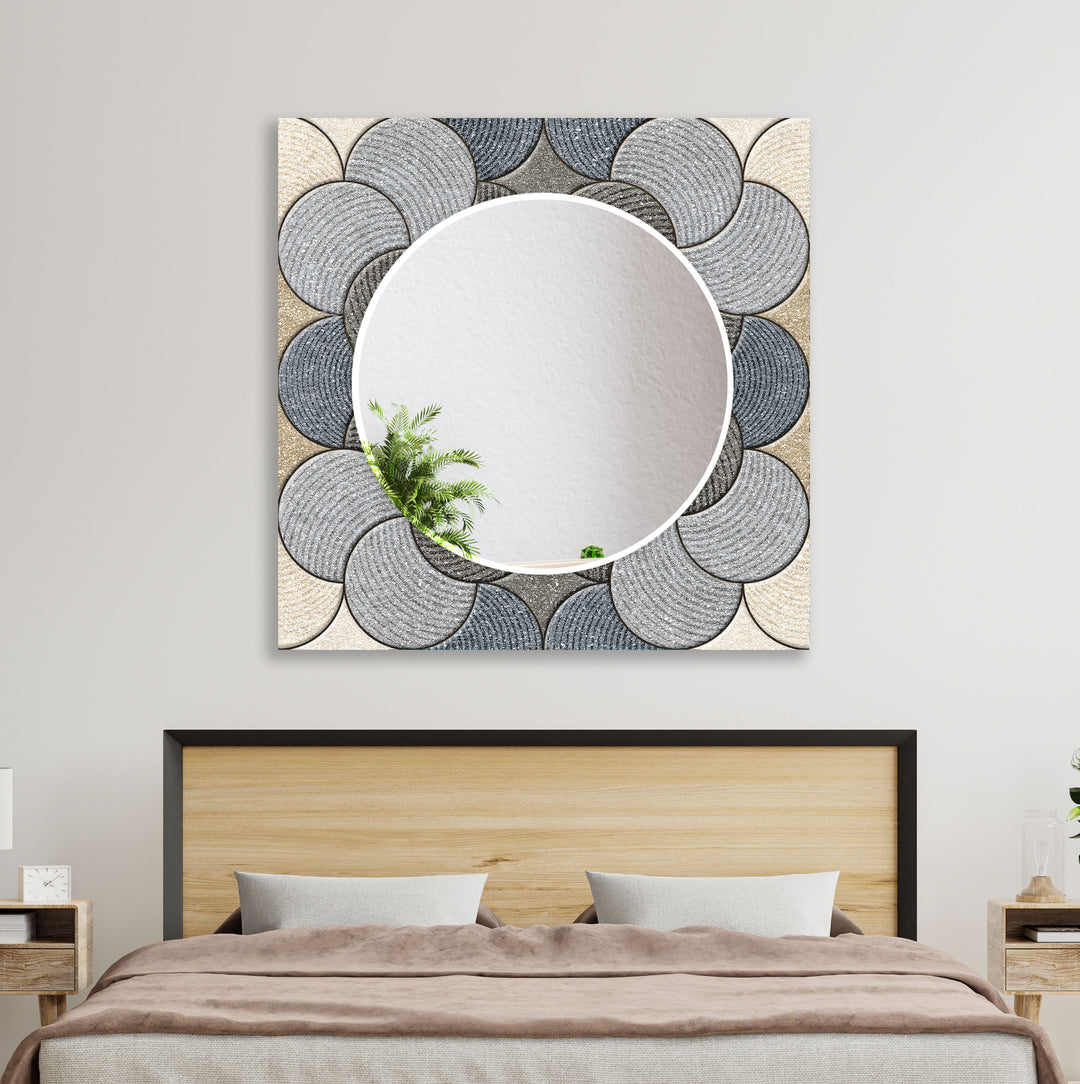 Grey Circles Details Wall Mirror Black Wall Mirror
