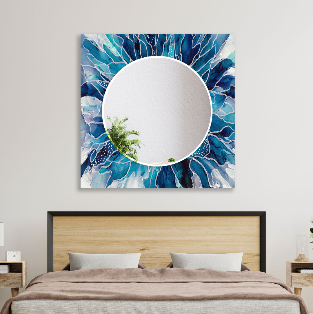 White & Blue Wall Mirror mirror black
