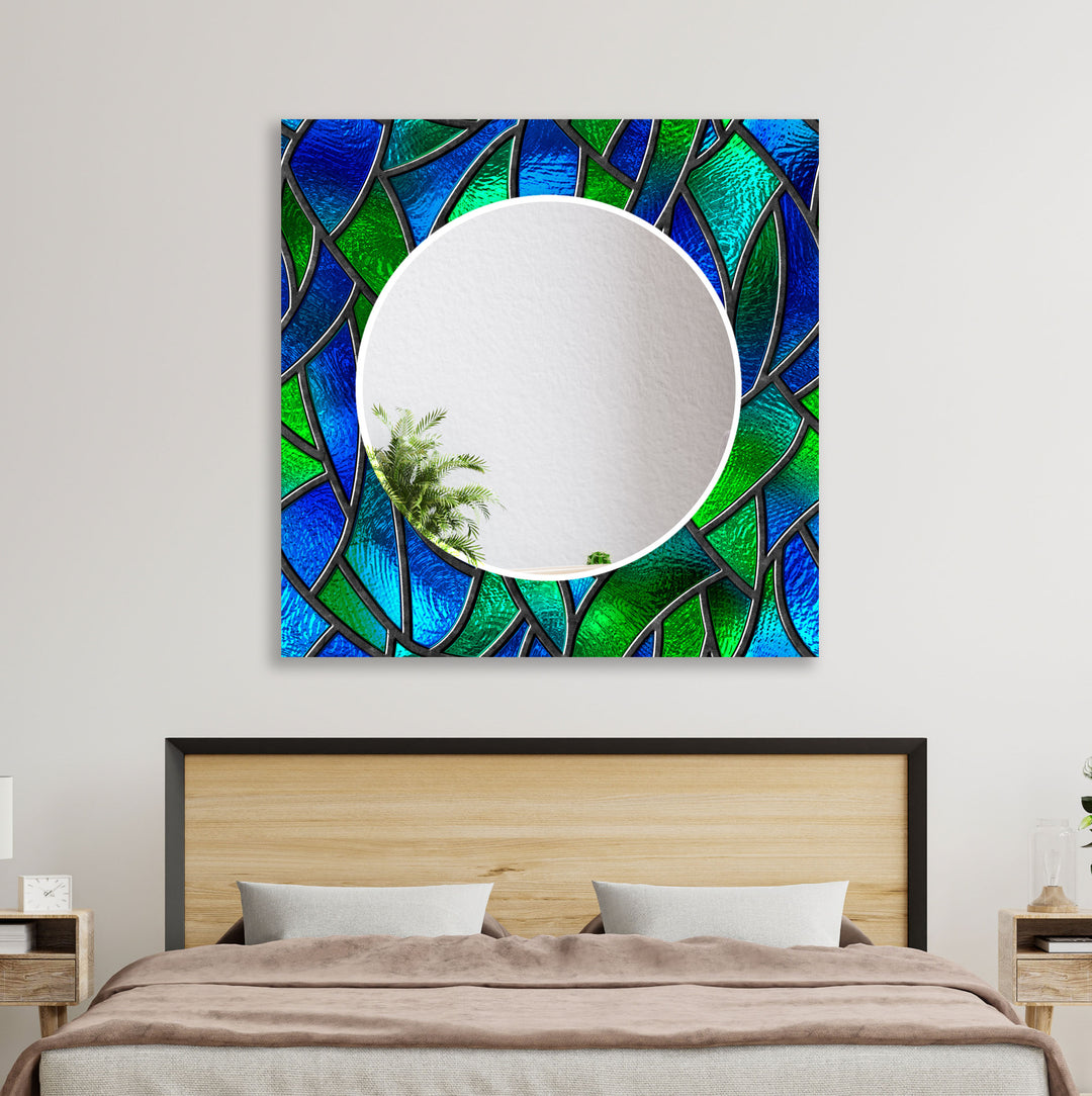 Green and Blue Abstract Wall Mirrors Red Wall Mirror
