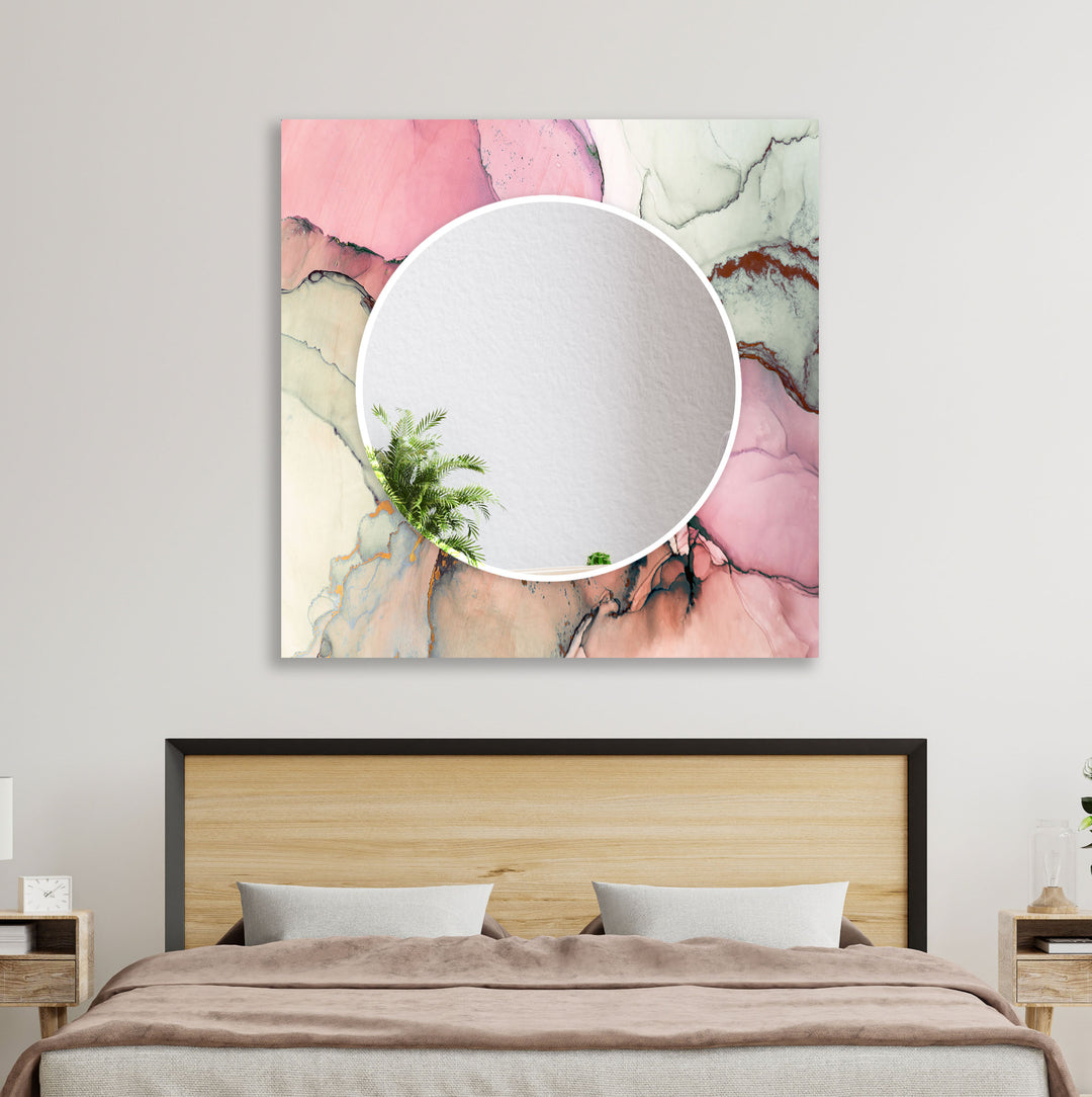 Pink Abstract Wall Mirror Rectangle Wall Mirror
