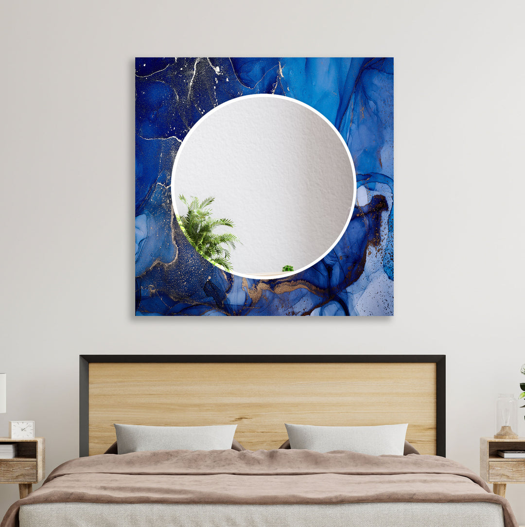 Dark Blue Abstract Wall Mirrors Bedroom Wall Mirror
