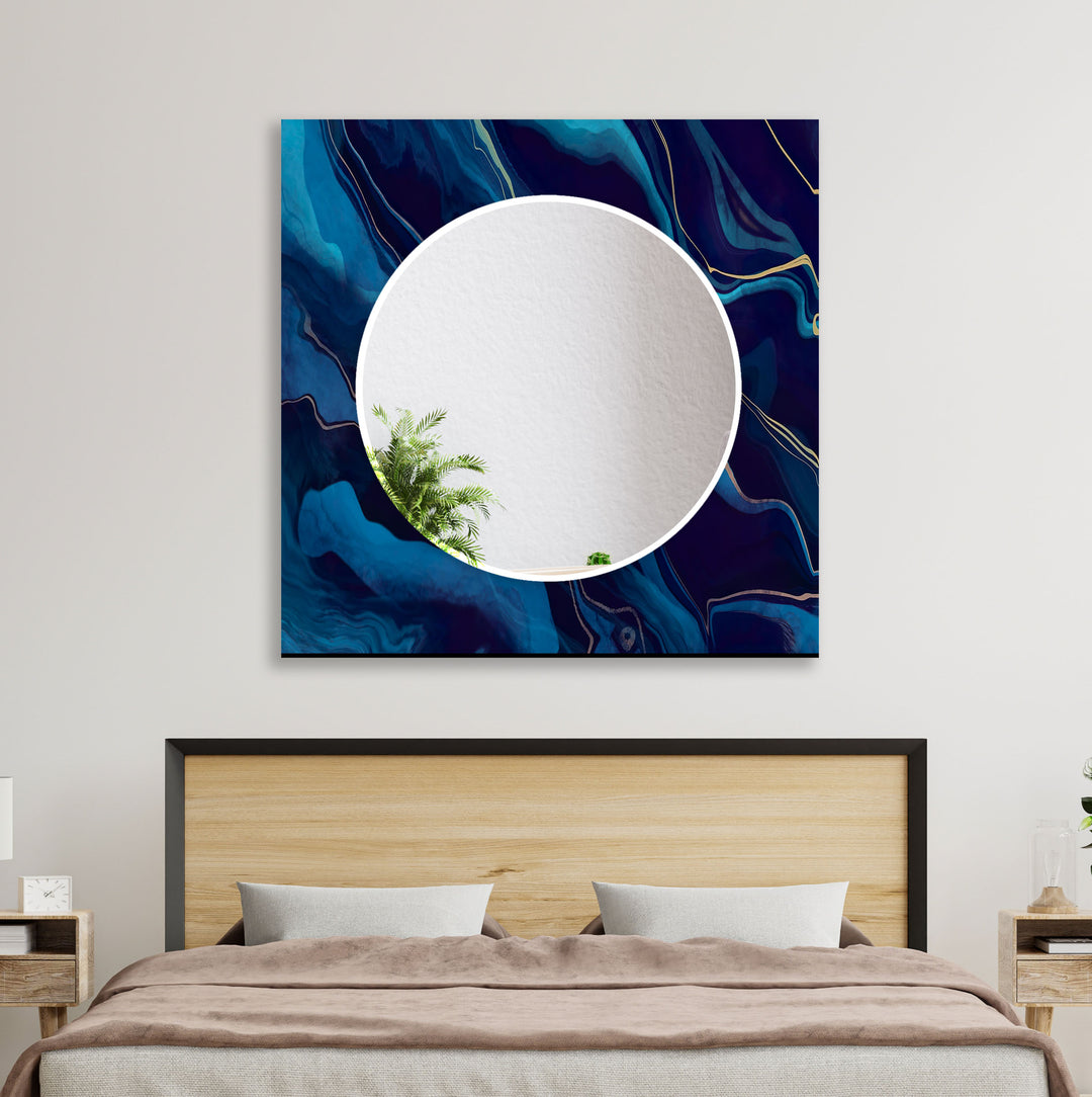 Blue Wavy Abstract Wall Mirror huge wall mirror
