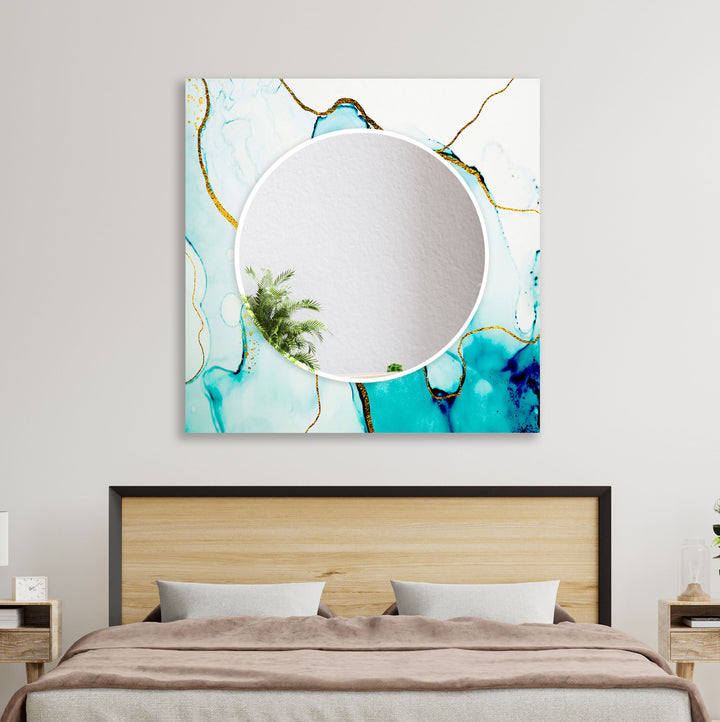 Turquoise & White Golden Wall Mirror Long Mirror
