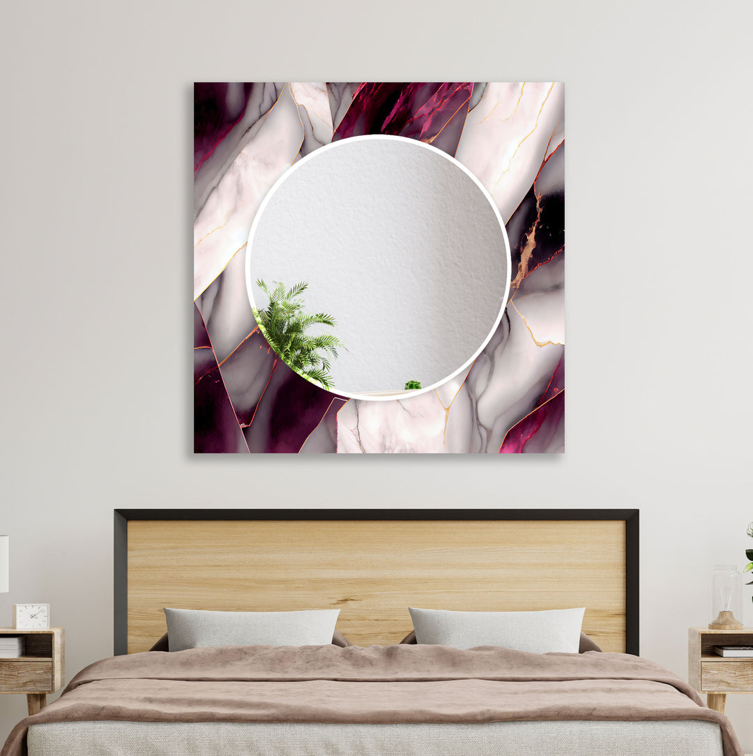 Dark Pink & White Marble Wall Mirror oversized wall mirrors
