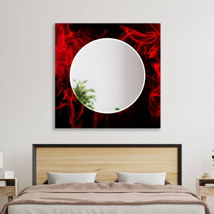 Red Smoke Abstract Wall Mirror