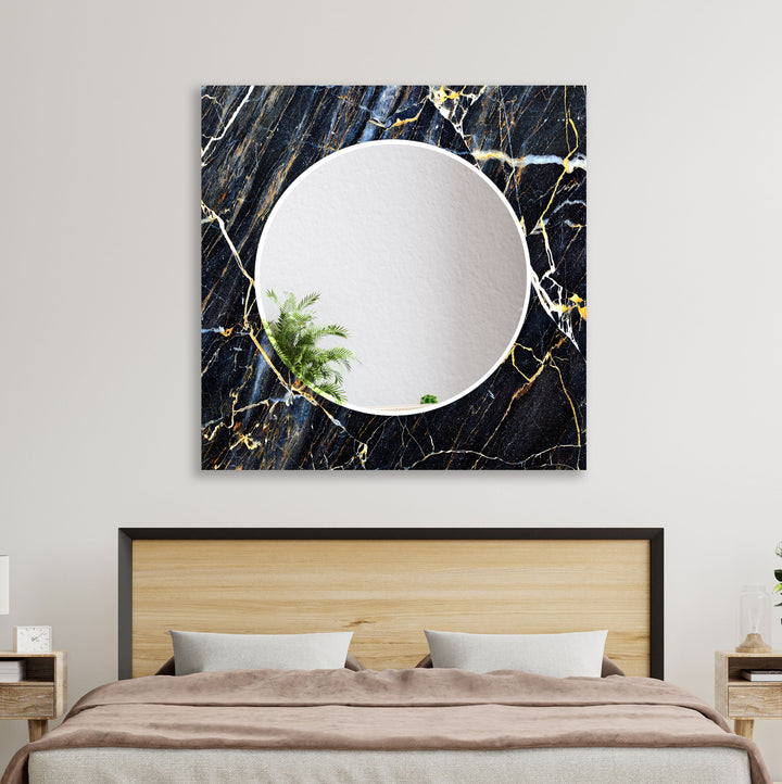 Dark Blue Marble Patterned Wall Mirror Huge Wall Mirror
