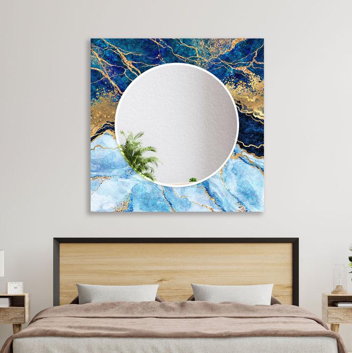 Light and Dark Blue Abstract Wall Mirror Square Mirror
