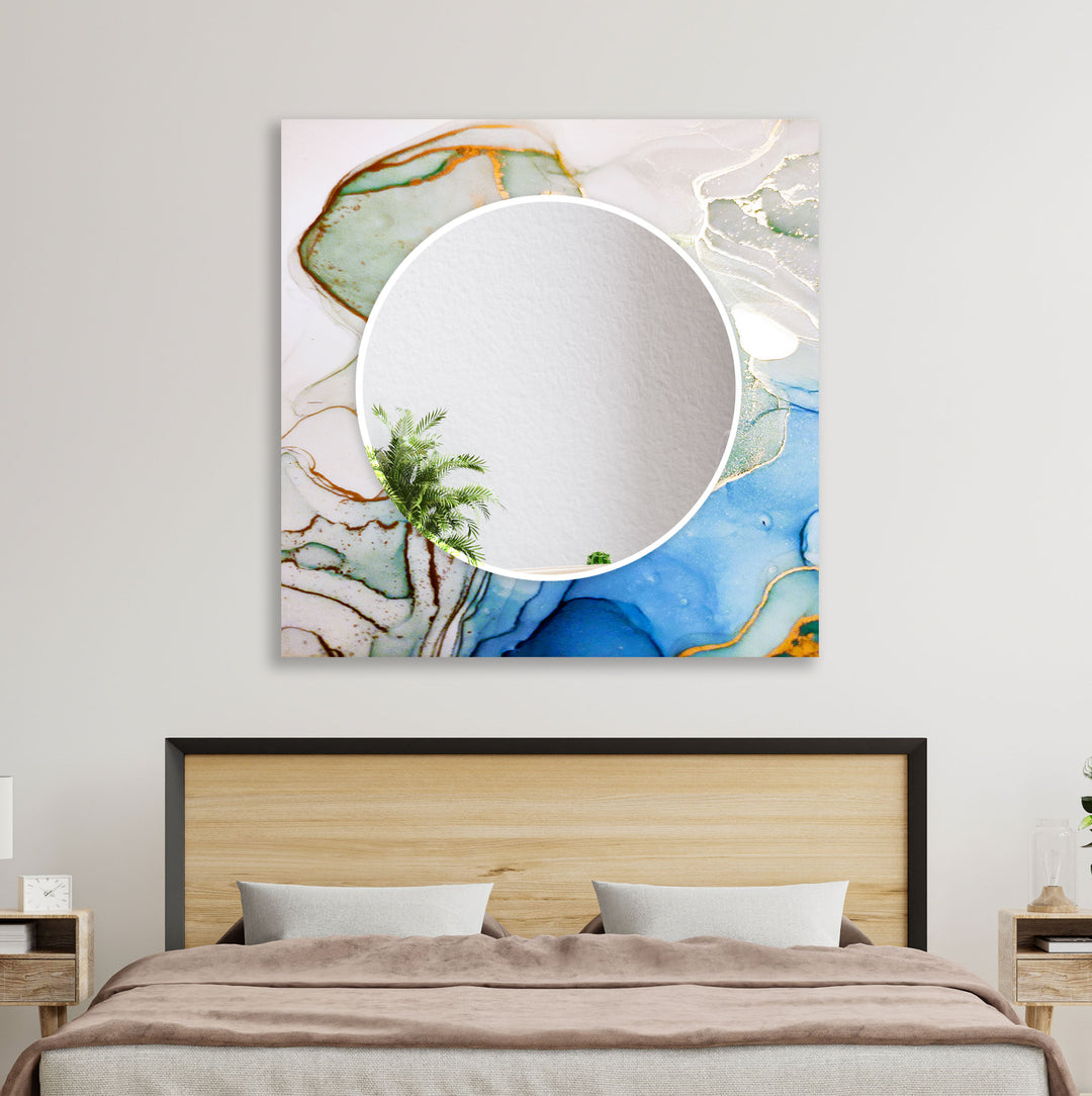 White Blue Epoxy Design Wall Mirror Long Mirror
