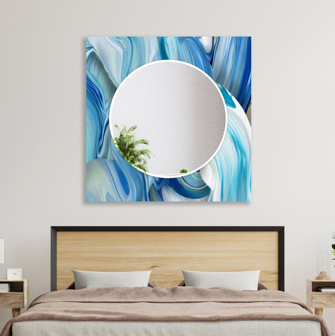 Abstract Wavy Blue Wall Mirrors Blue Wall Mirror
