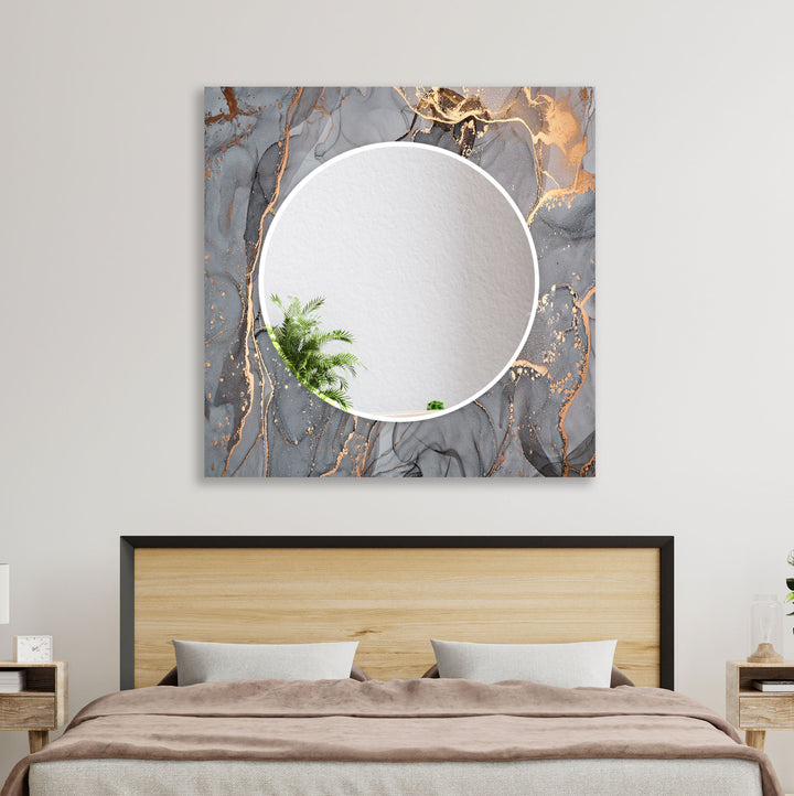 Bronze & Grey Marble Wall Mirror Abstract Mirror
