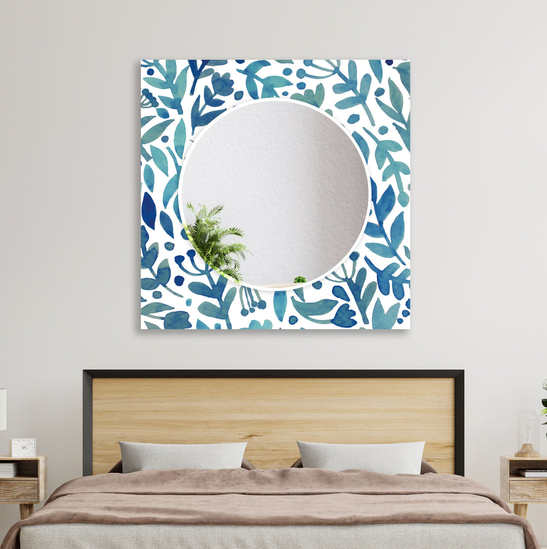 Blue Round Flowers Wall Mirror Red Mirror
