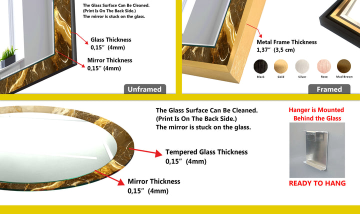 Yellow & Brown Marble Wall Mirror