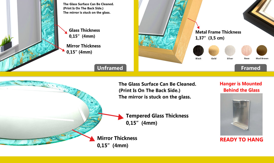 Turquoise & Golden Wall Mirrors