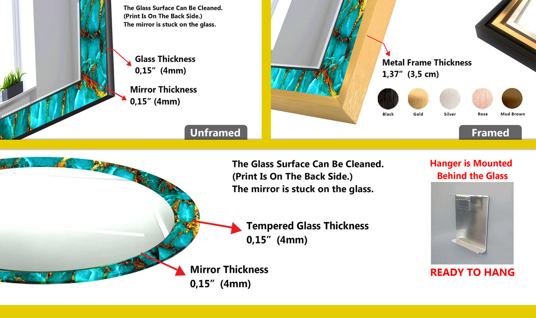 Turquoise & Gold Abstract Wall Mirror