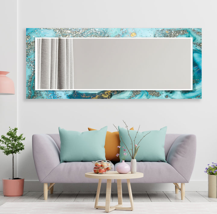 Light Blue Epoxy Wall Mirror Mosaic Mirror 
